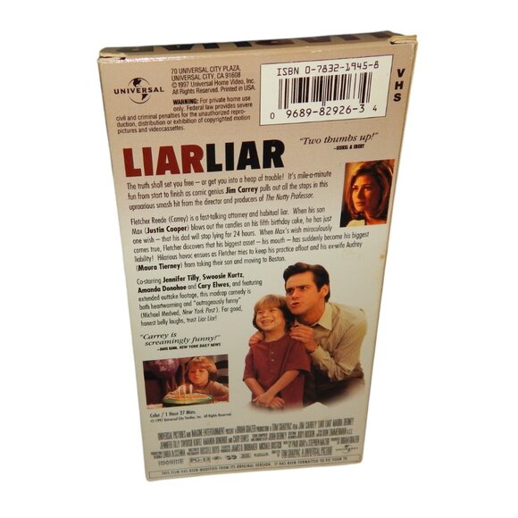 LIAR LIAR VHS in original paper case Jim Carrey Justin Cooper Maura Tierney - Picture 3 of 6